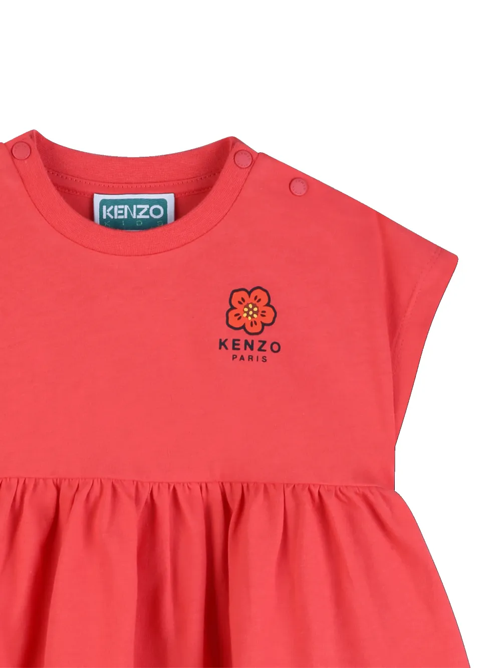 Платье с рюшами и цветочным принтом Kenzo Kids, красный — фото 3