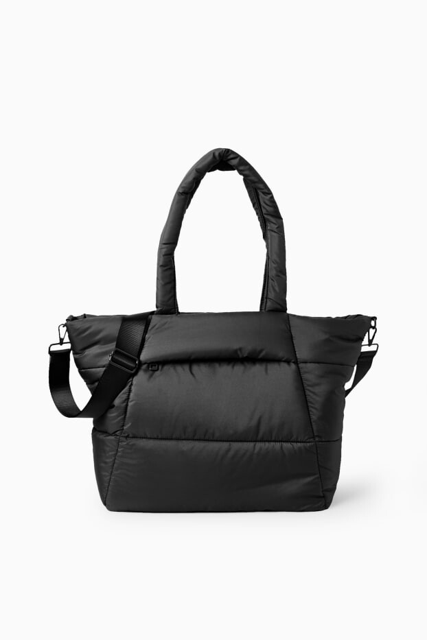 

Стеганая сумка-шопер со съемным ремнем для сумки C&A, черный