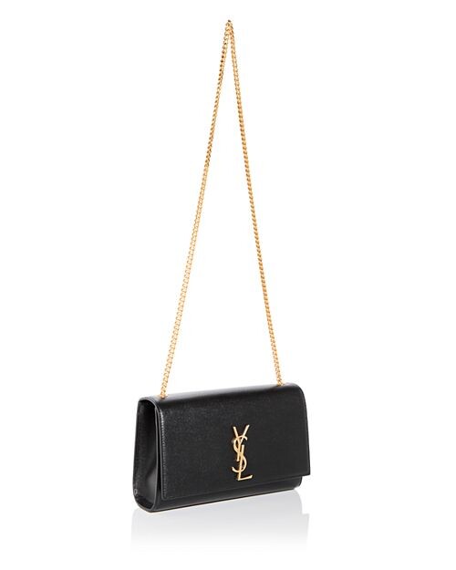 Маленькая сумка Kate из кожи с тиснением Grain De Poudre Saint Laurent, цвет Black — фото 4