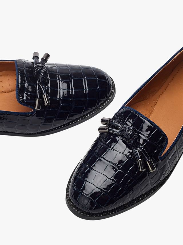 Fillipa Patent Mocc Croc Loafers с узлом и кисточкой Moda in Pelle, Navy — фото 3