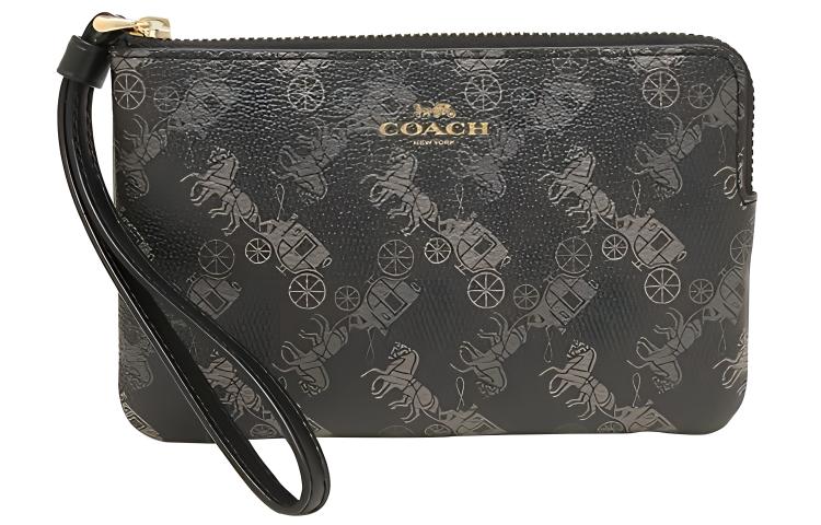 

COACH Угловая молния ПВХ клатч обычный женский черный
