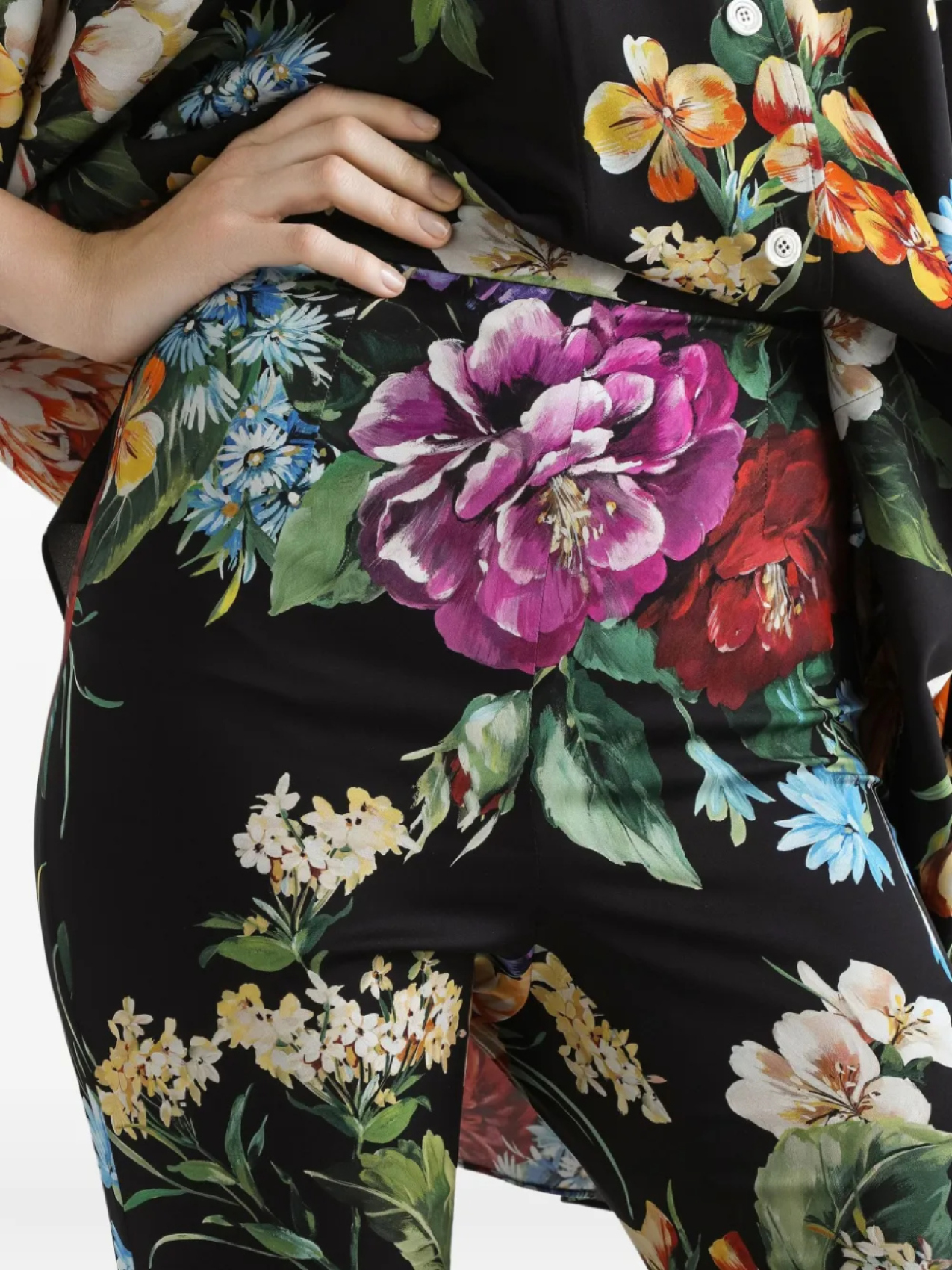 Dolce & Gabbana леггинсы с цветочным принтом, черный — фото 4