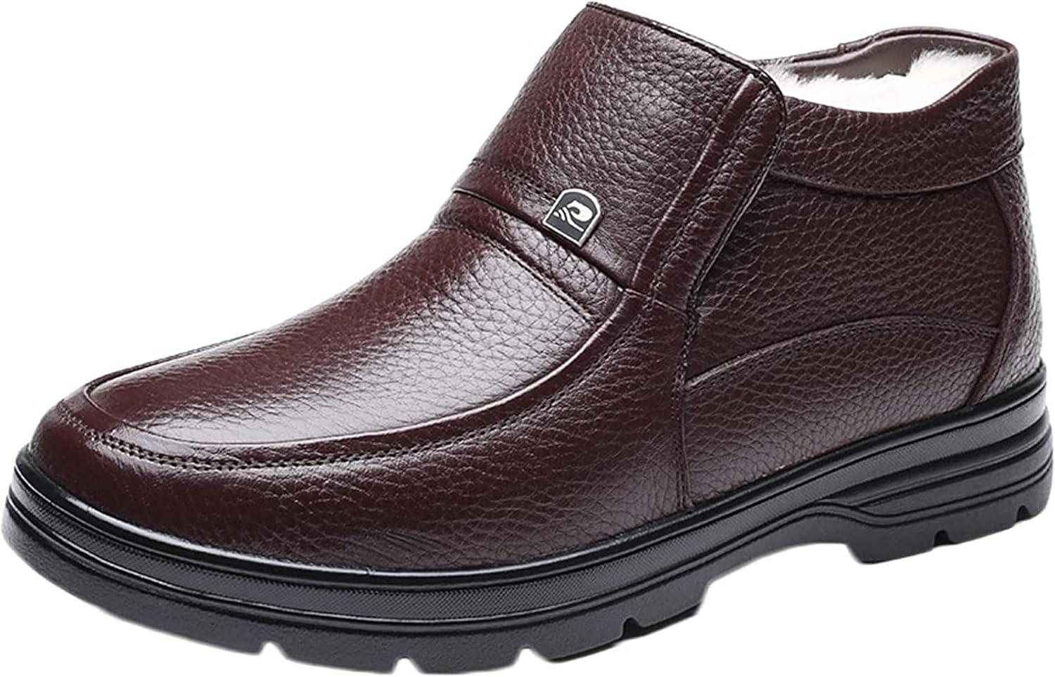 

Мужские ботинки Yiozoi до щиколотки, зимние, защищенные от снега, с теплым плюшем, высокие кожаные, для прогулок на улице, повседневные и рабочие, 812 Brown