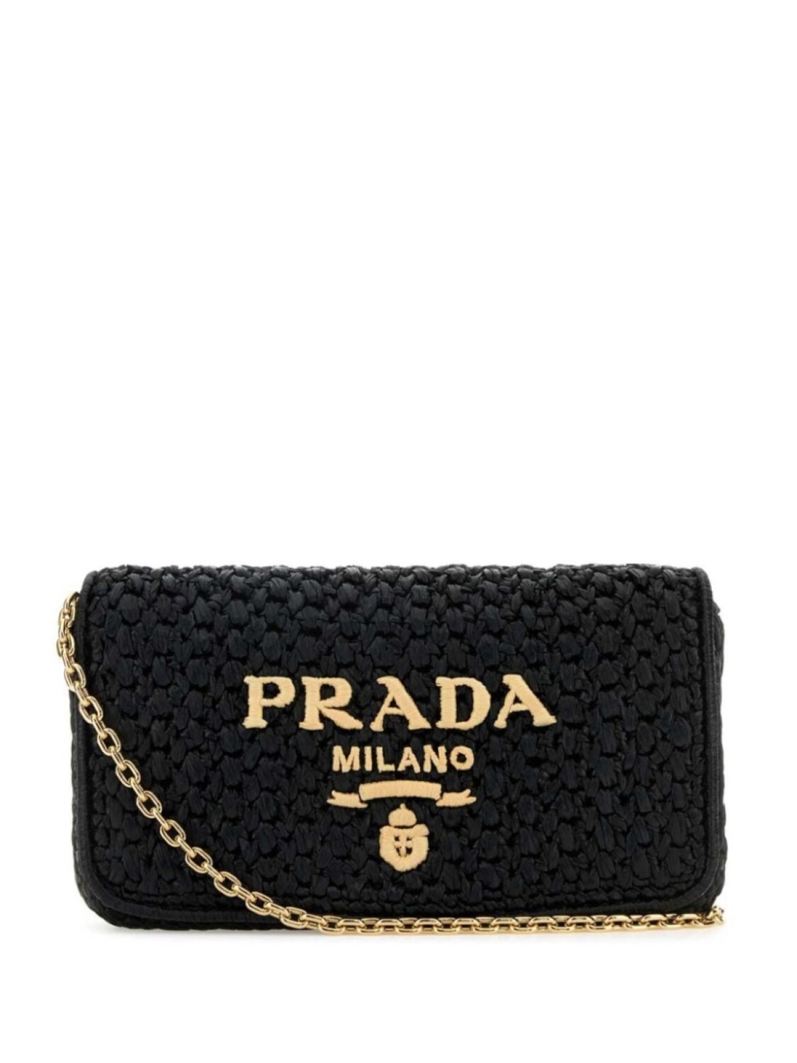 

Плетеная сумка Prada с треугольным логотипом, черный
