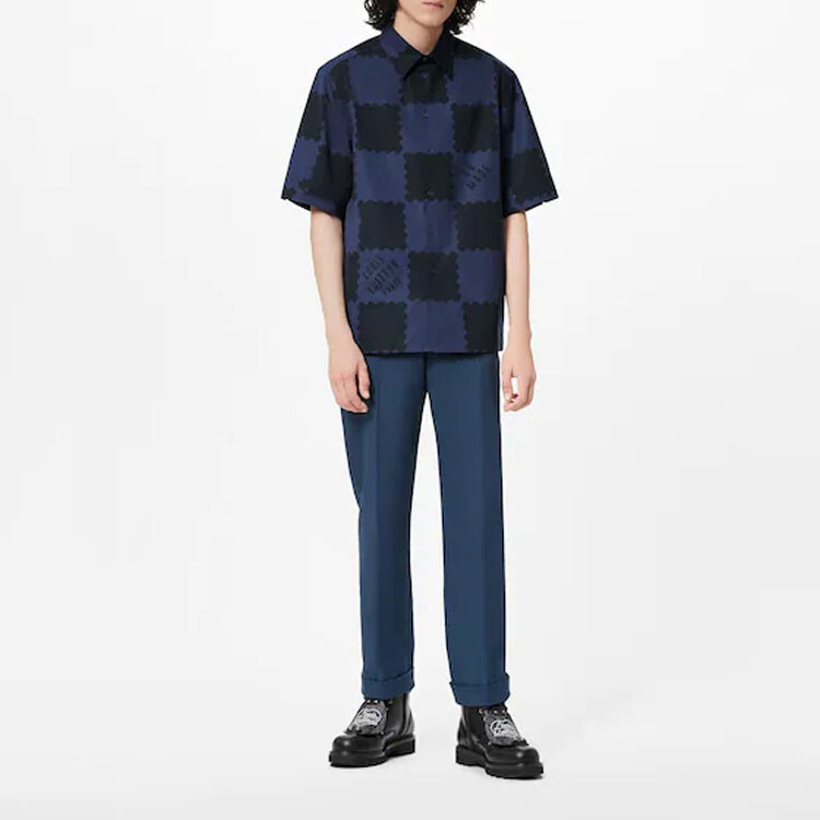 Новые квартальные продукты LV Shirt Men Dark Blue Louis Vuitton, темно-синий — фото 2