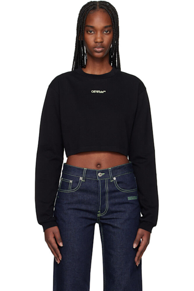 

Черная укороченная футболка с двойными стрелками L/S Off-White