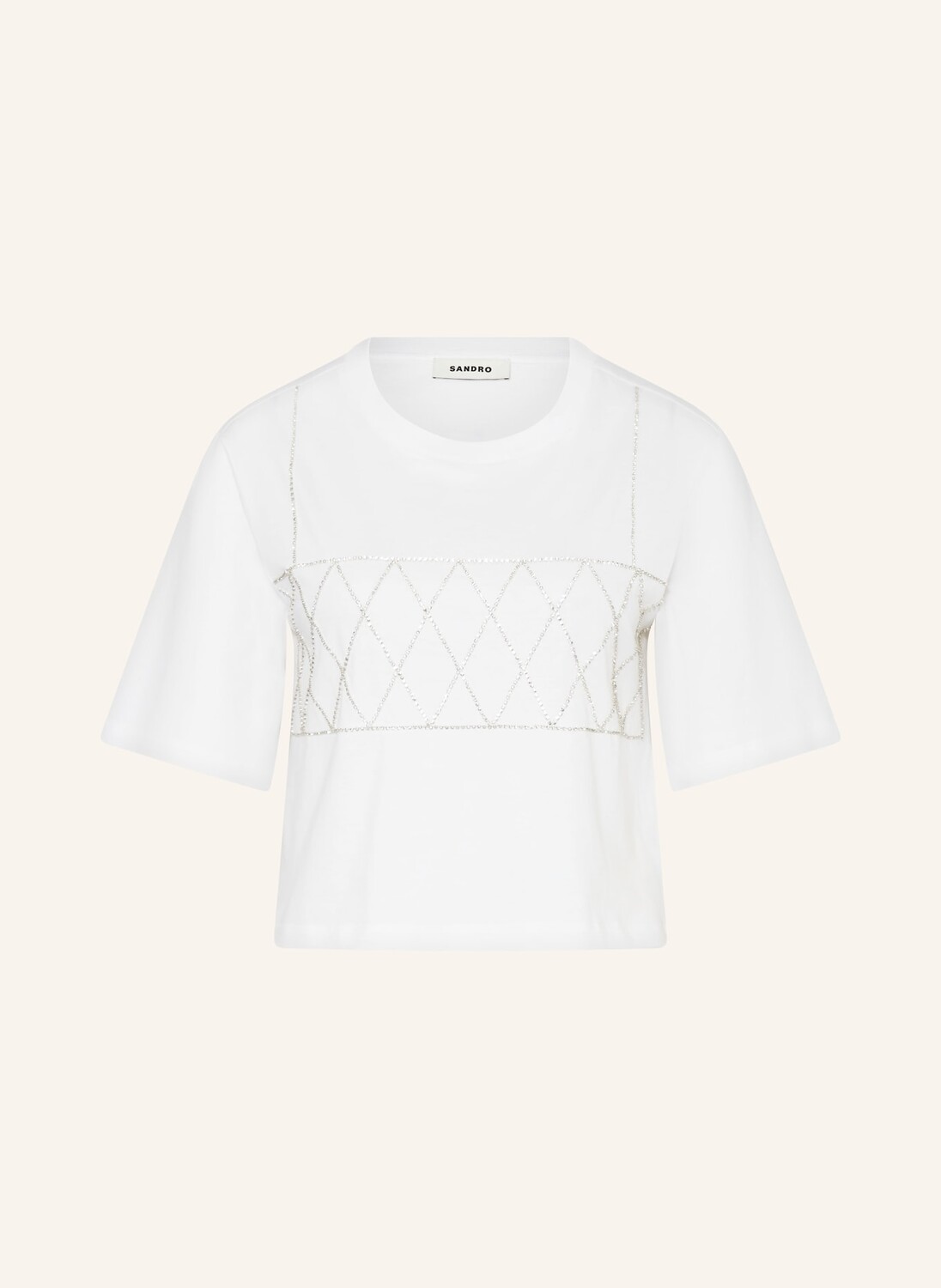 

Укороченная рубашка с драгоценными камнями Sandro, белый
