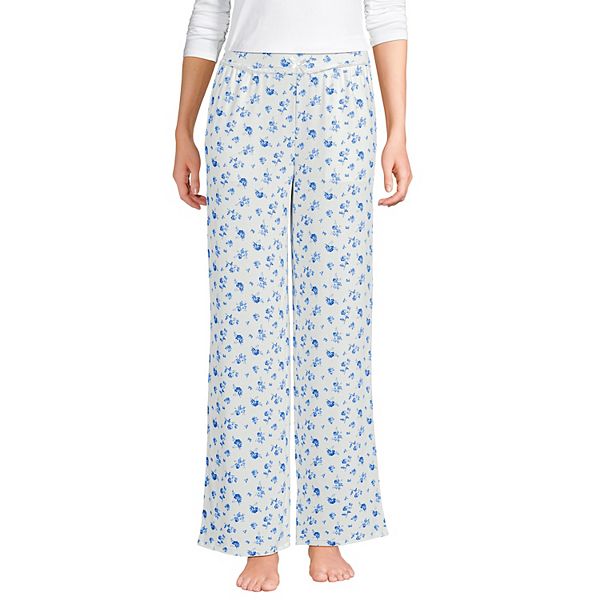 

Женские пижамные штаны pointelle Lands' End, Ivory Blue Floral