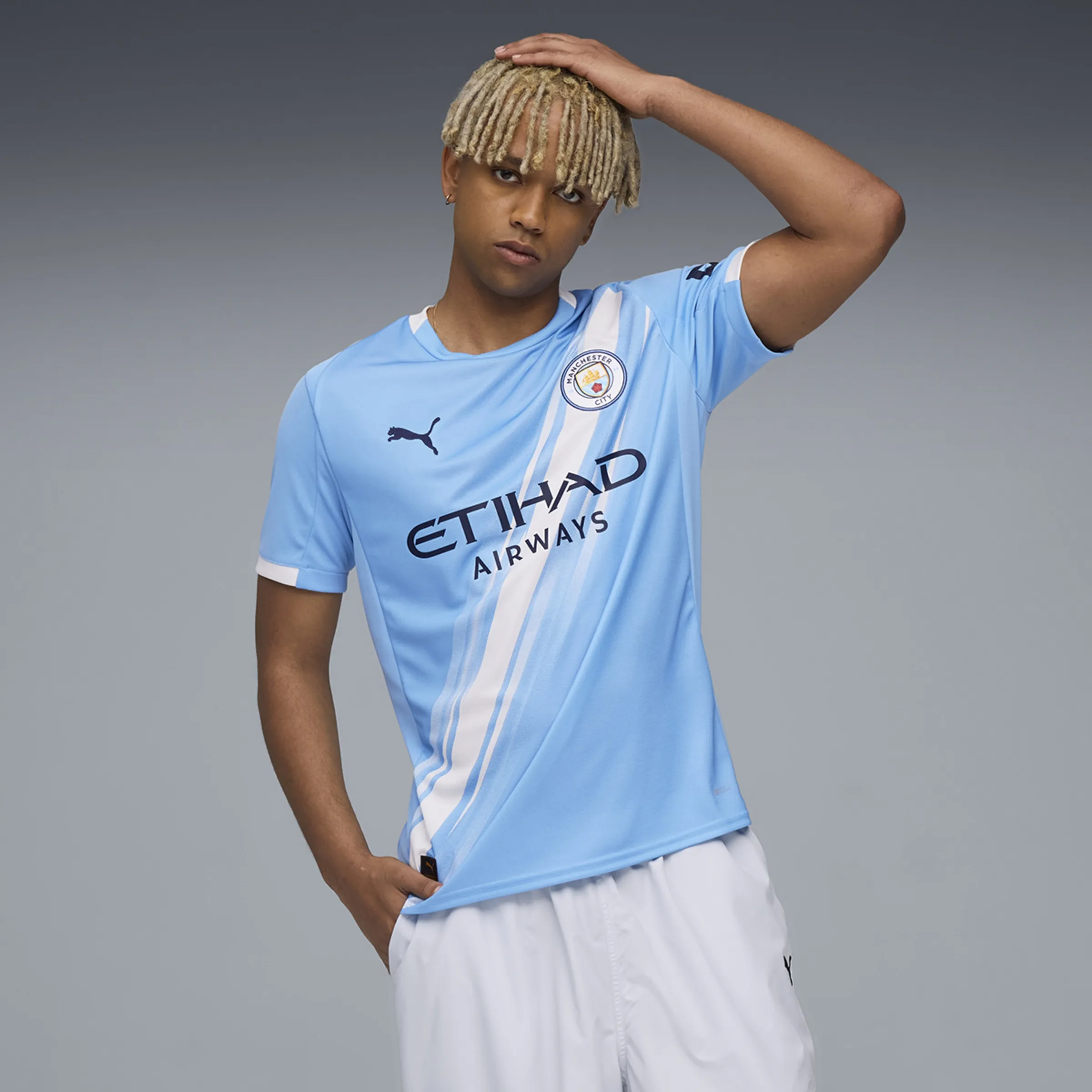 

Футболка мужская Манчестер Сити домашняя реплика Puma, синий