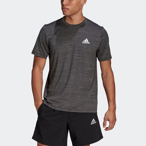 Футболка adidas M Ht El Tee Training Sports Round Neck Short Sleeve Metallic Black, черный — фото 2