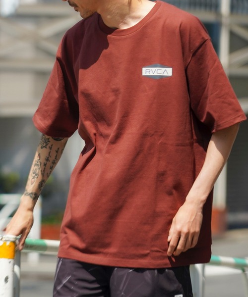 

Мужская футболка с коротким рукавом, принт логотипа на спине RVCA, цвет бургундия