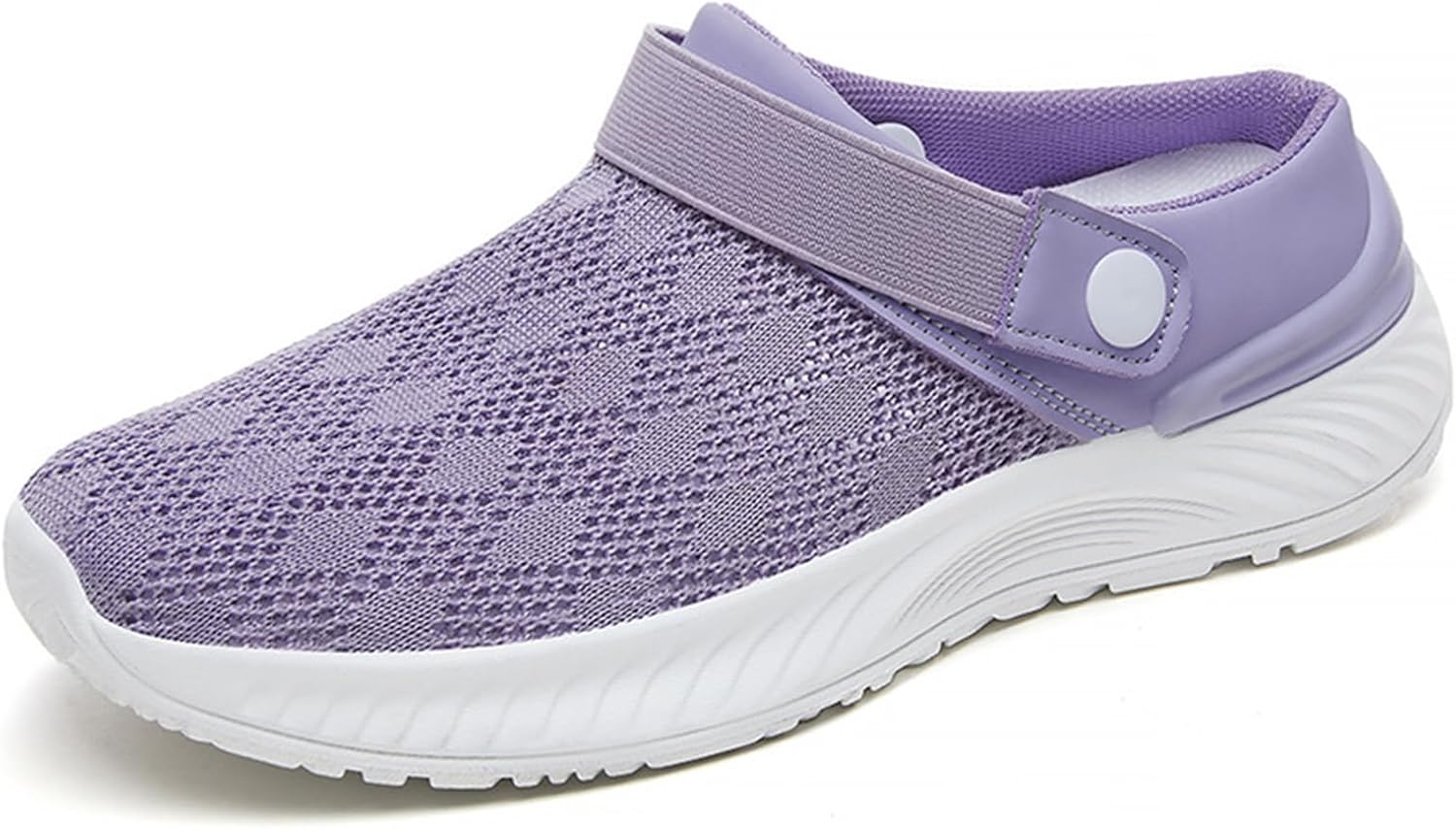 

Женские и мужские мюли и сабо Mmoneyake, садовая обувь, летние дышащие сетчатые мюли для прогулок, кроссовки с открытой пяткой, обувь без застежек, нескользящие пляжные сандалии, повседневные тапочки унисекс, с закрытым носком, фиолетовый