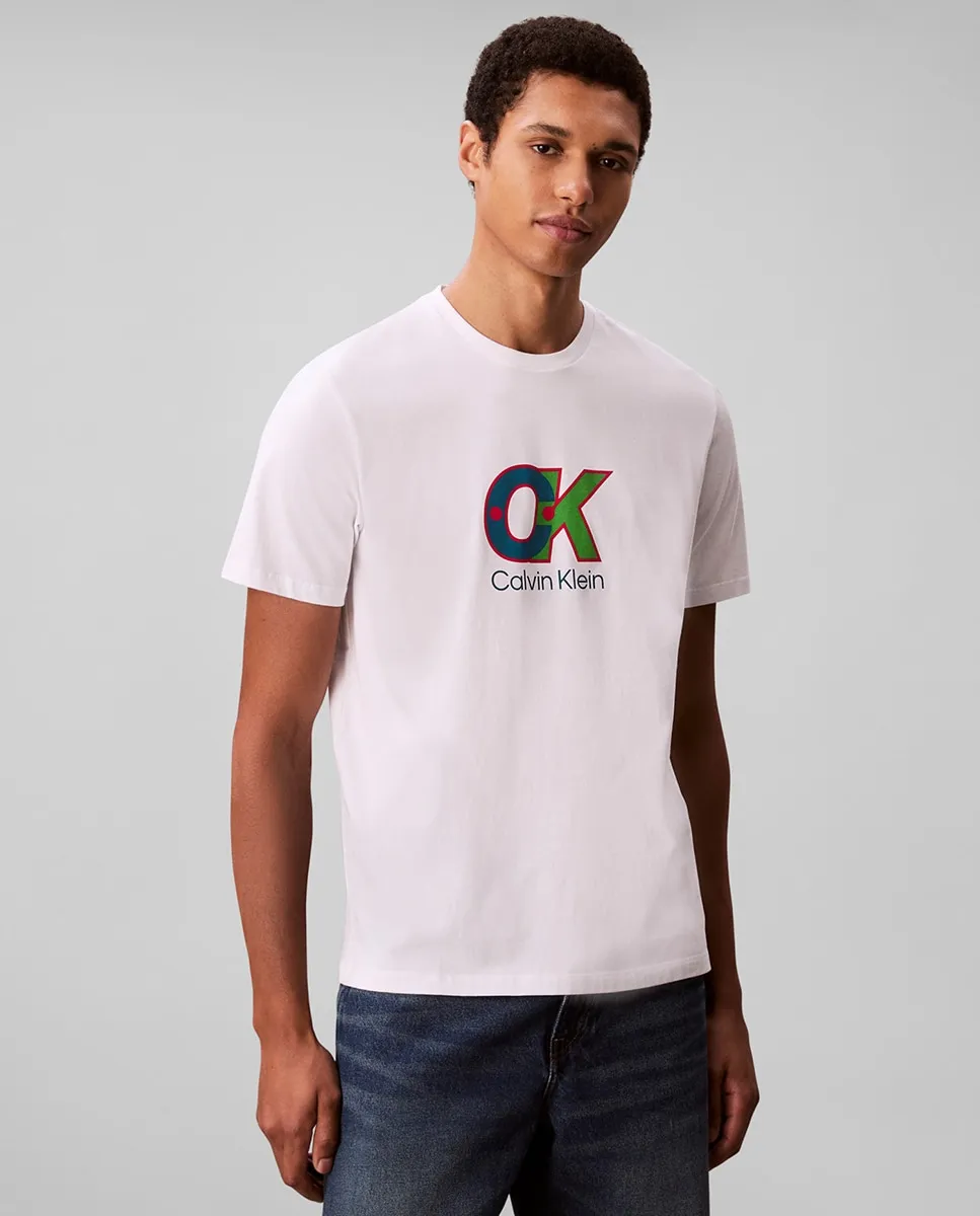 

Мужская футболка с нанесенным логотипом Calvin Klein, белый