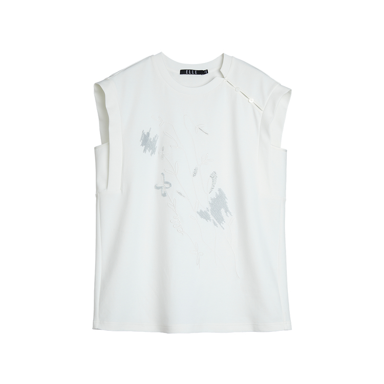 

ELLE Футболка Women's Ecru Crew Neck Moderate Others, Бежевый, ELLE Футболка Women's Ecru Crew Neck Moderate Others