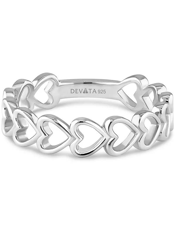 

Кольцо в форме открытого сердца из стерлингового серебра с родиевым покрытием, размер 9 Devata, silver