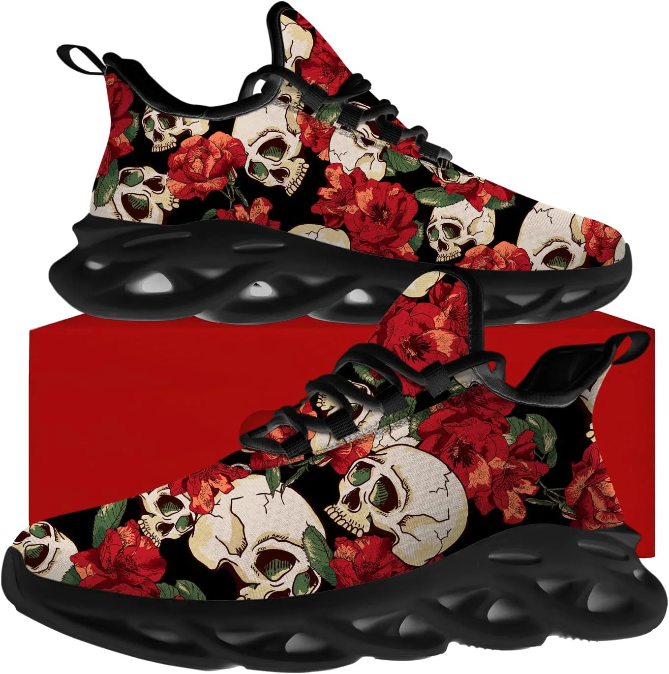 

Кроссовки Ciadoon Skull для мужчин и женщин, для бега по дороге, спортивные прогулочные, теннисные, атлетические кроссовки, подарок для мальчика и девочки, красный