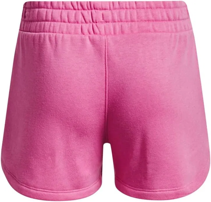 Детские флисовые шорты Under Armour Rival, (659) Pink Edge//White — фото 2