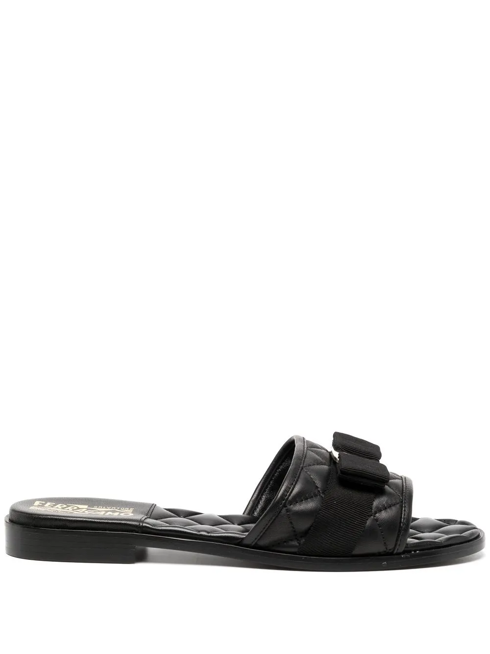Стеганые шлепанцы Vara с бантом Ferragamo, черный