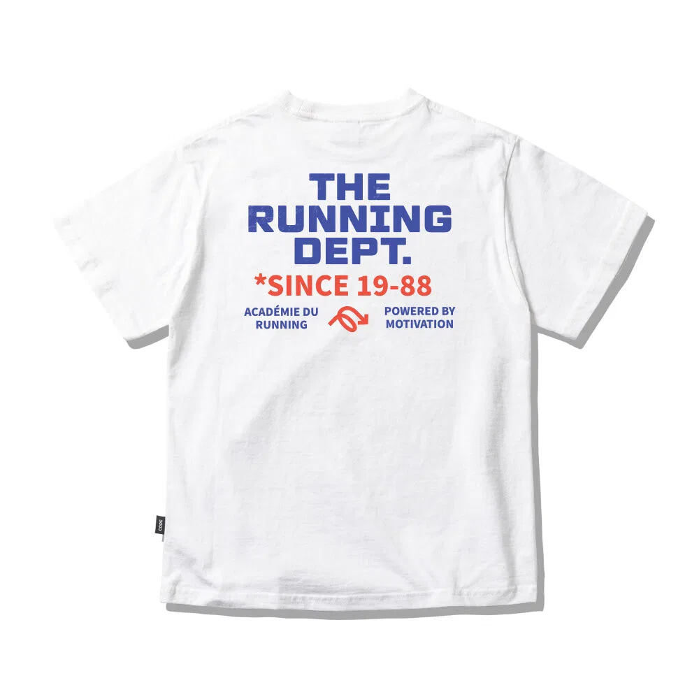 Детская белая футболка с принтом The Running Dept от Splash Code