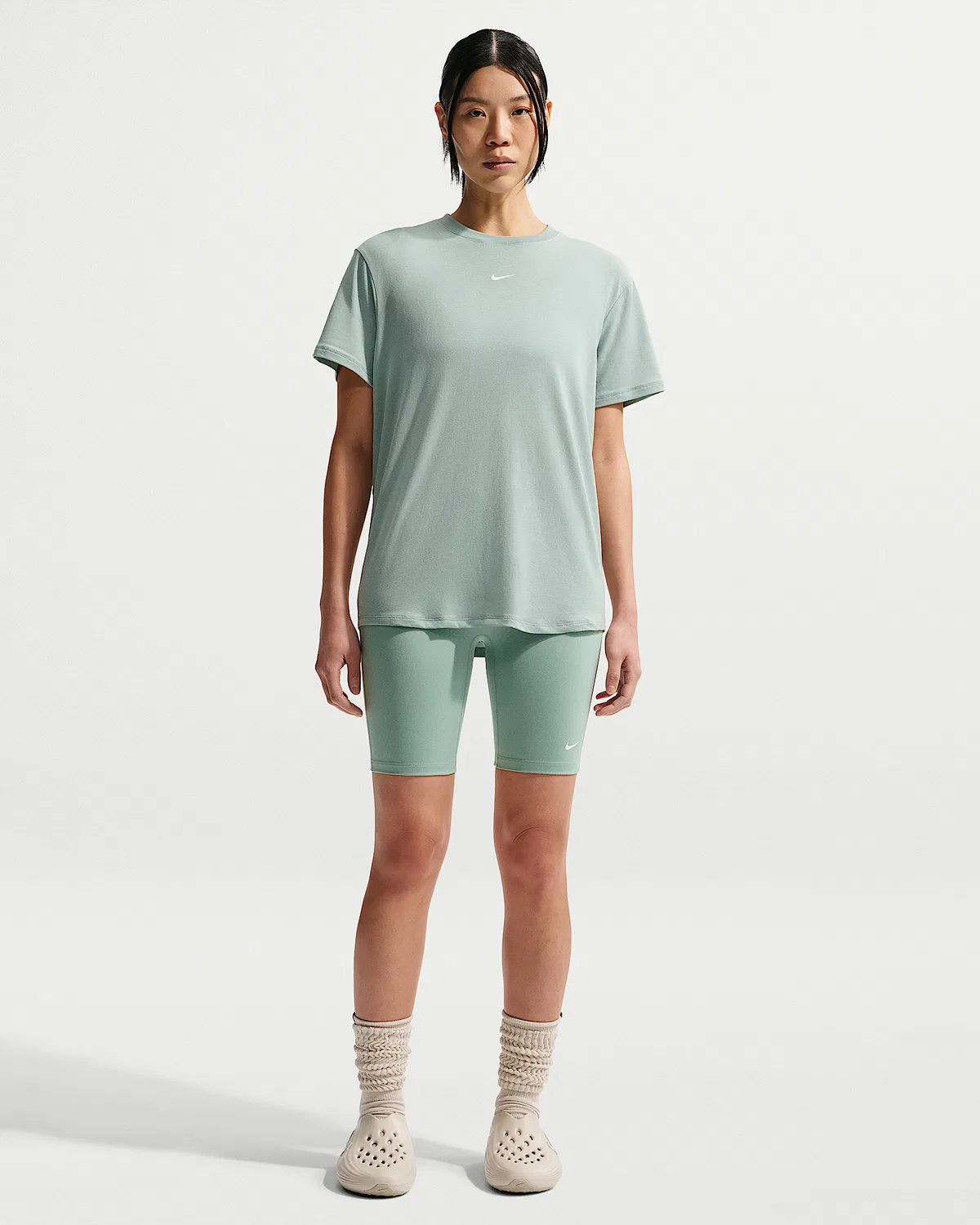 Женский топ Nike One Relaxed с коротким рукавом Dri-FIT, Steam/White — фото 4