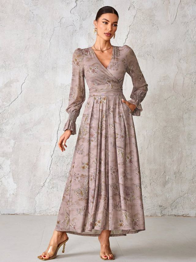 

Флоральный сетчатый макси-сарафан с длинными рукавами Jolie Moi, Mauve Floral