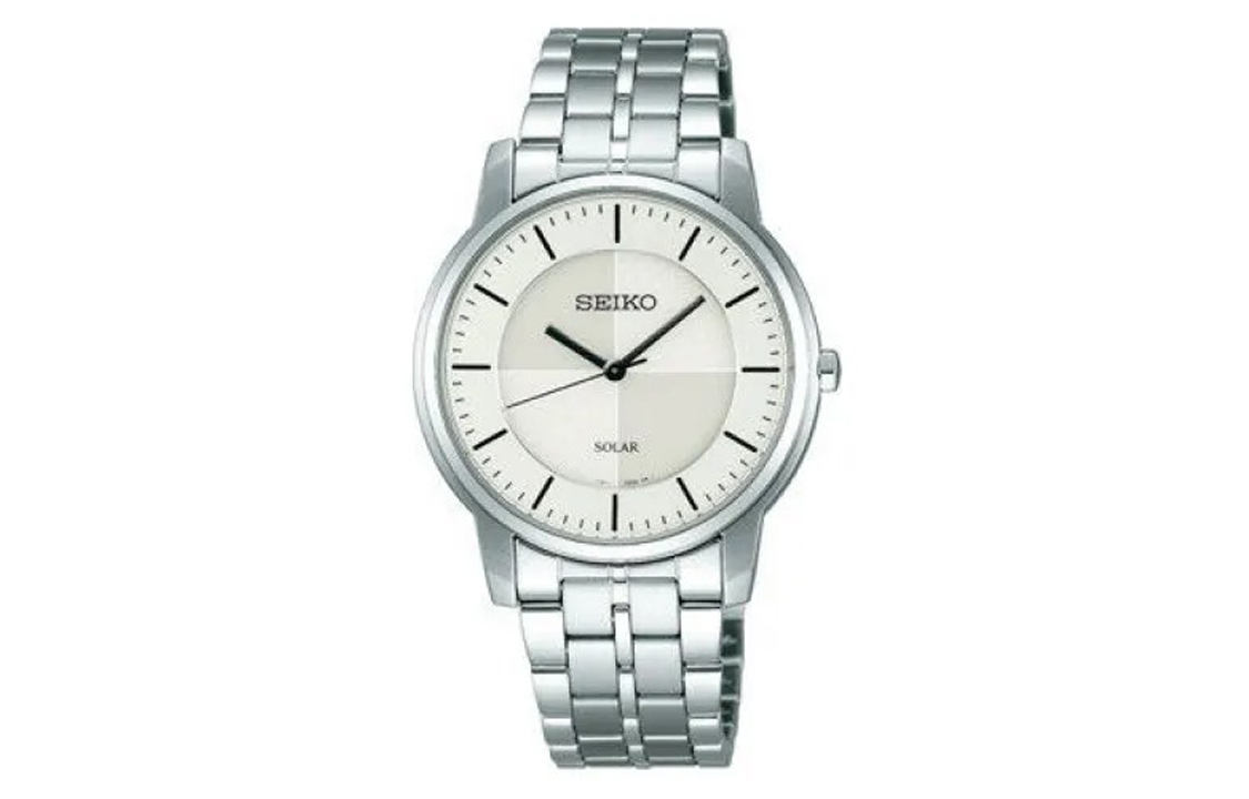 

SEIKO Часы Solar Quartz Movement Watch Men's Watch White Dial, Silver