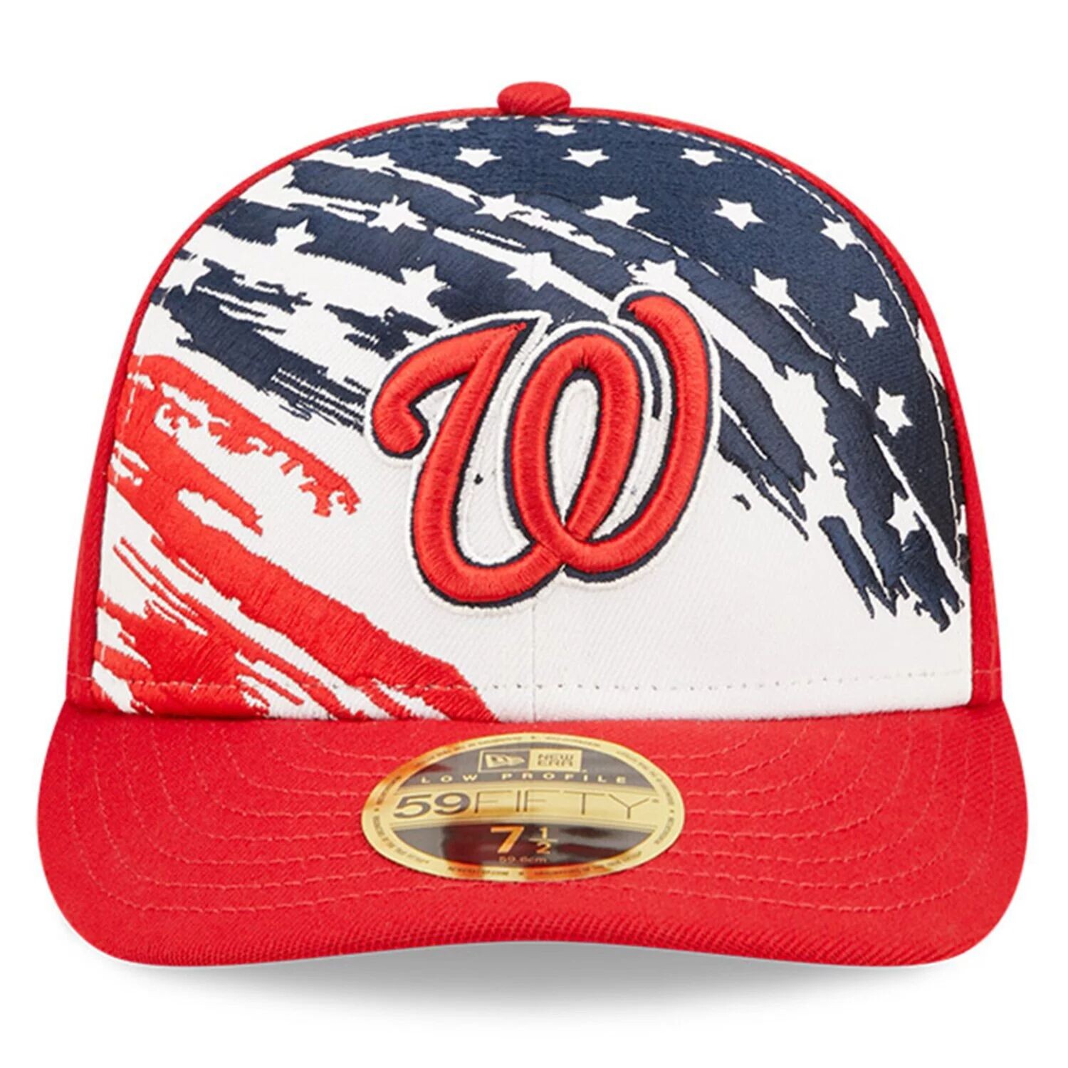 

Мужская кепка New Era Red Washington Nationals 2022, 4 июля, низкопрофильная, облегающая шляпа 59FIFTY