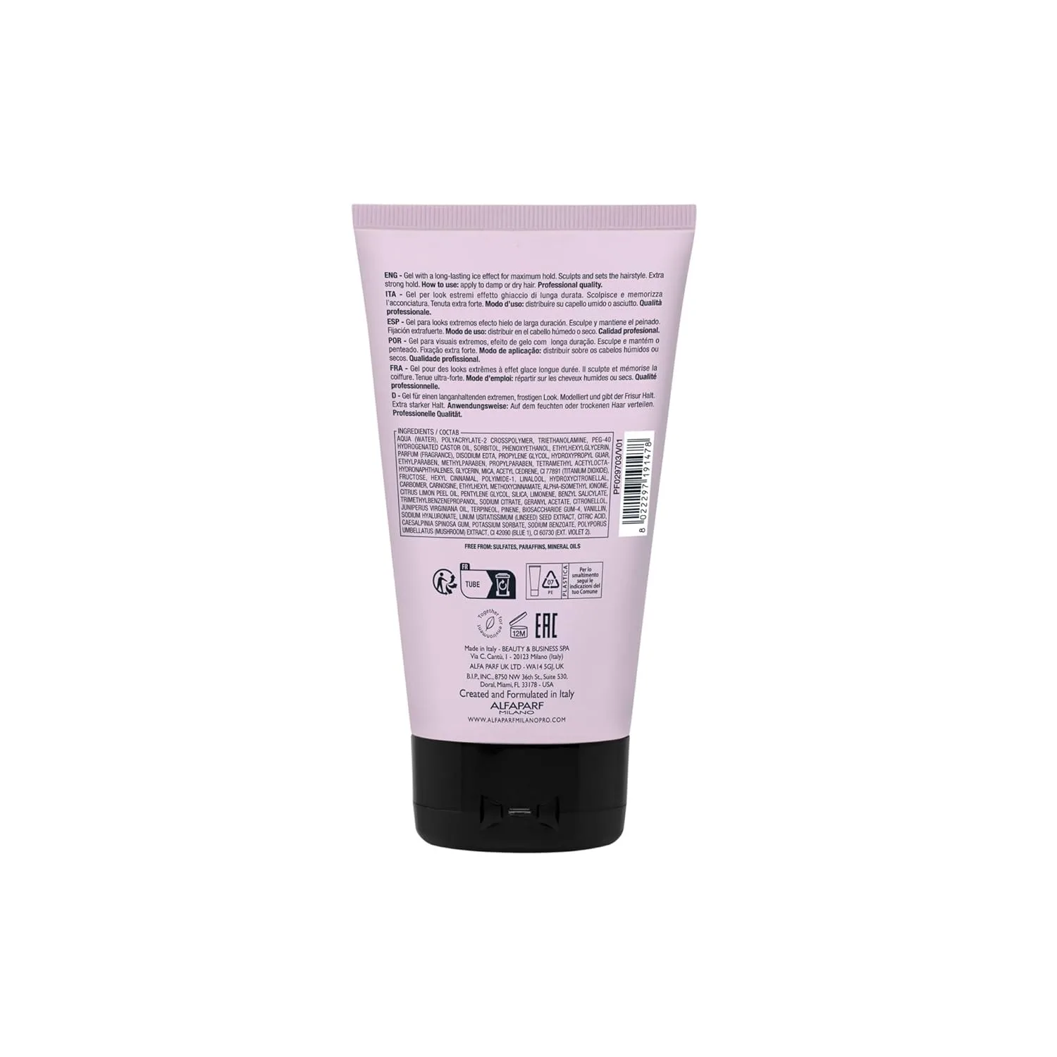 Alfaparf Milano Semi di Lino Style & Care Frozen Gel - Сверхсильная фиксация - Гель для волос всех типов - Термозащита (150 мл) — фото 2