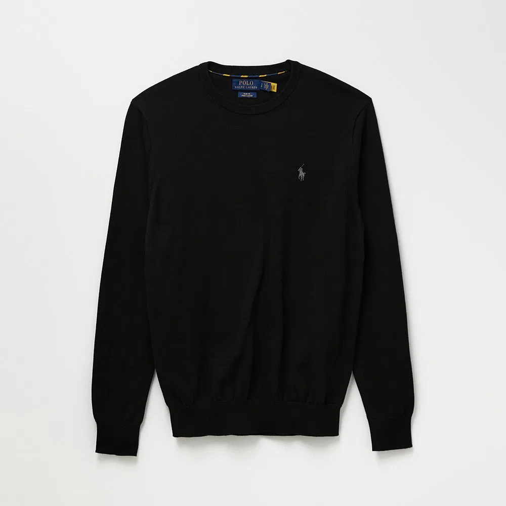 Мужской хлопковый свитер с длинными рукавами чёрный от Polo Ralph Lauren