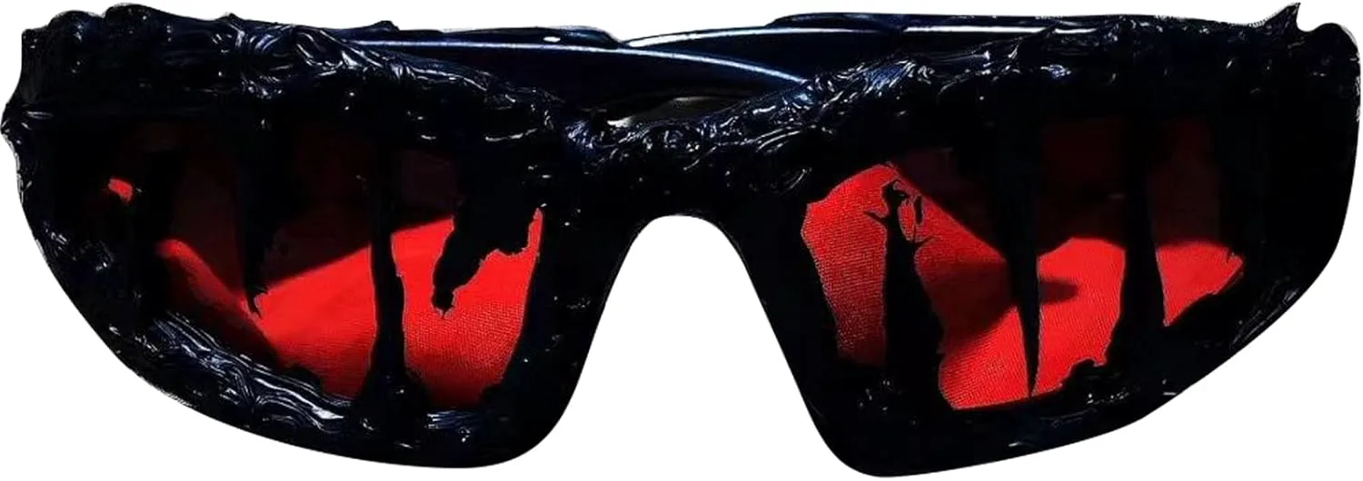 

Солнцезащитные очки в стиле Y2K для мужчин и женщин, стильные солнцезащитные очки для уличных вечеринок, персонализированные солнцезащитные очки N45 mincl, Red