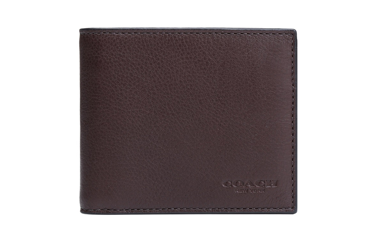 

COACH Трёхсекционный кошелёк из литьевой кожи коровы мужской кофейный