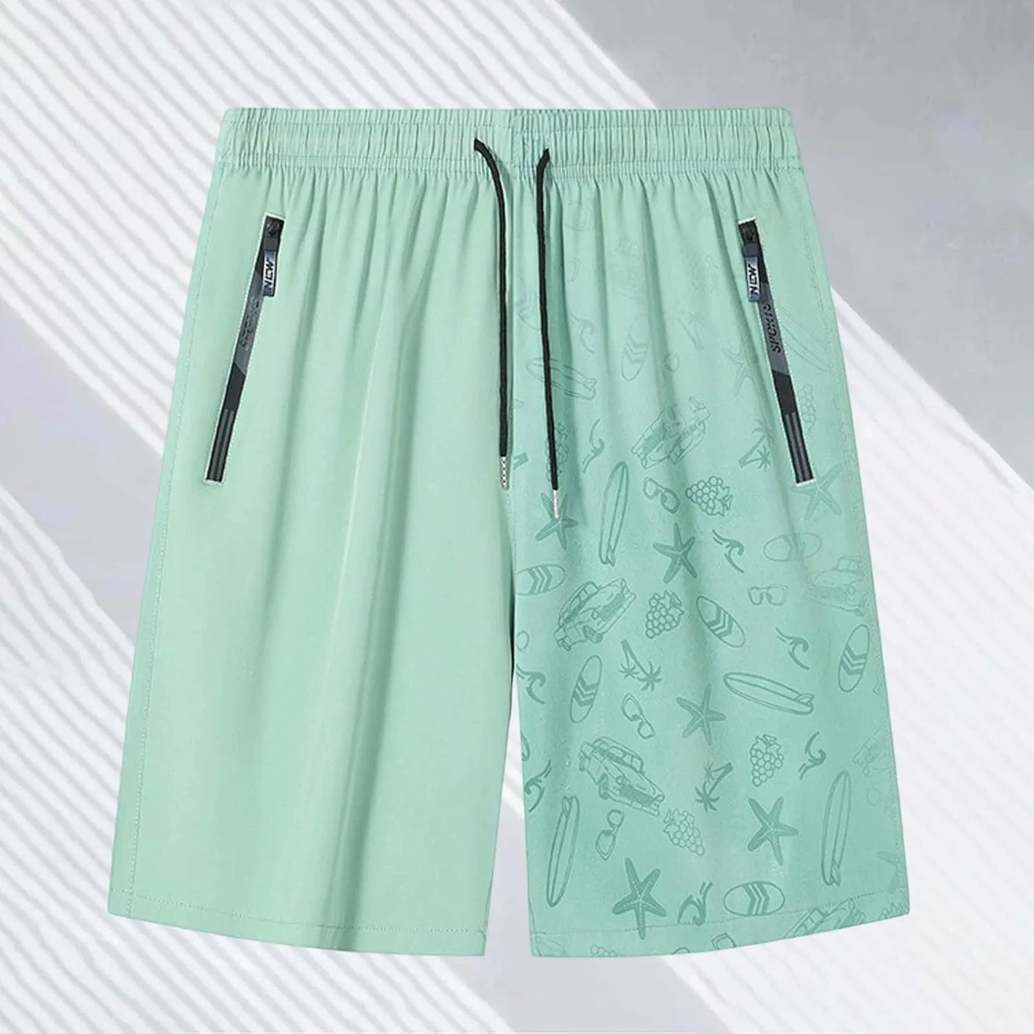 Шорты для активного отдыха Ice Silk Stretch Quick-Dry, Unisex, C20 Light Green (water Effect) — фото 2