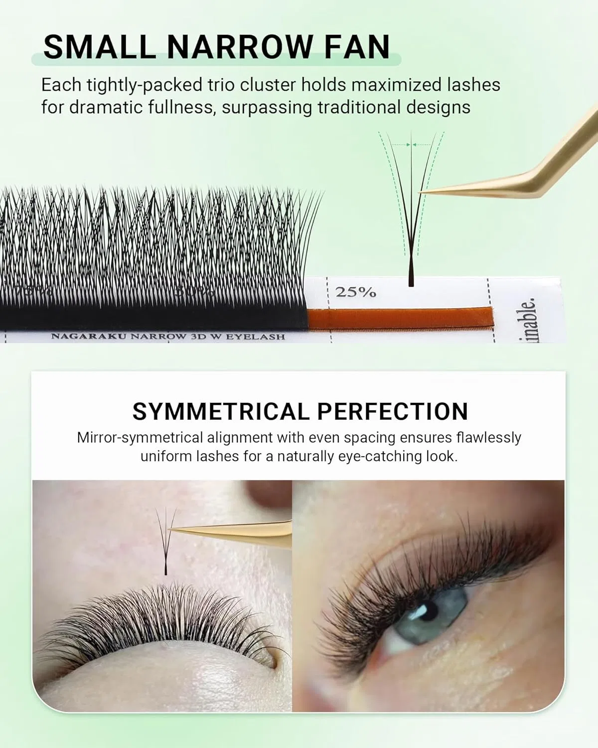 Набор накладных ресниц «3D W Eyelashes» от NAGARAKU Nagaraku, (Total 5 Trays) 0.07 C Black Narrow 3D W Lash — фото 4