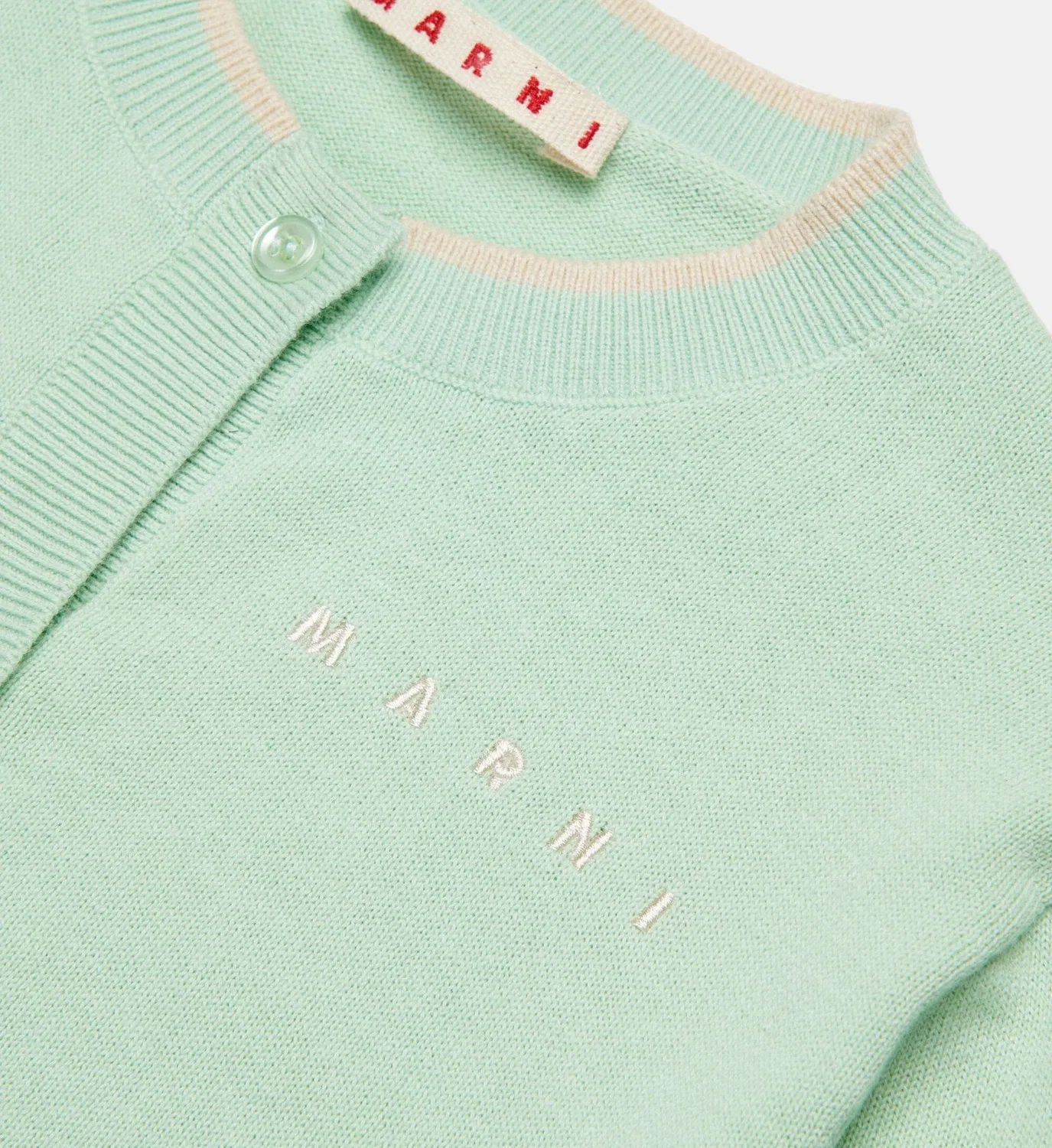 Кардиган с круглым вырезом и логотипом Marni, зеленый — фото 3