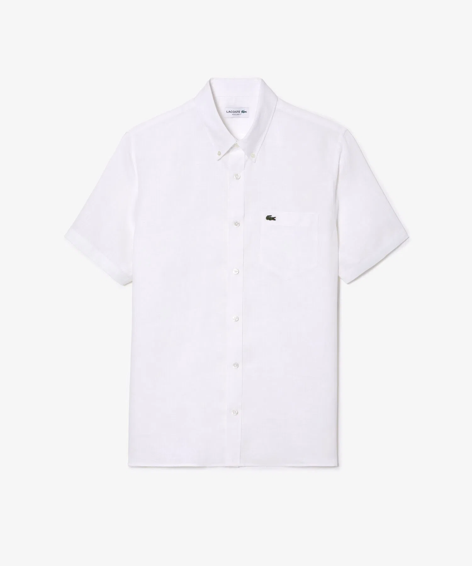 Мужская льняная рубашка LACOSTE бежевая — фото 2