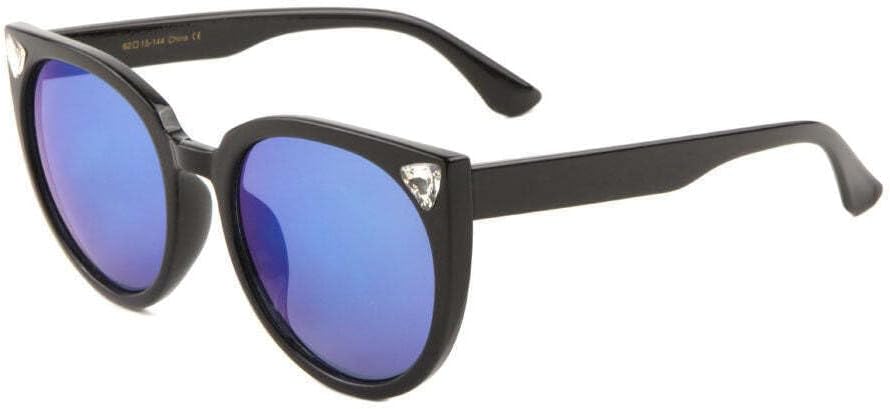 

Женские солнцезащитные очки Dweebzilla Oversized Cat Eye Jackie O с кристаллами, большие, модные, с защитой от УФ-излучения UV400, гибридные, Black Frame - Blue Flash Lenses