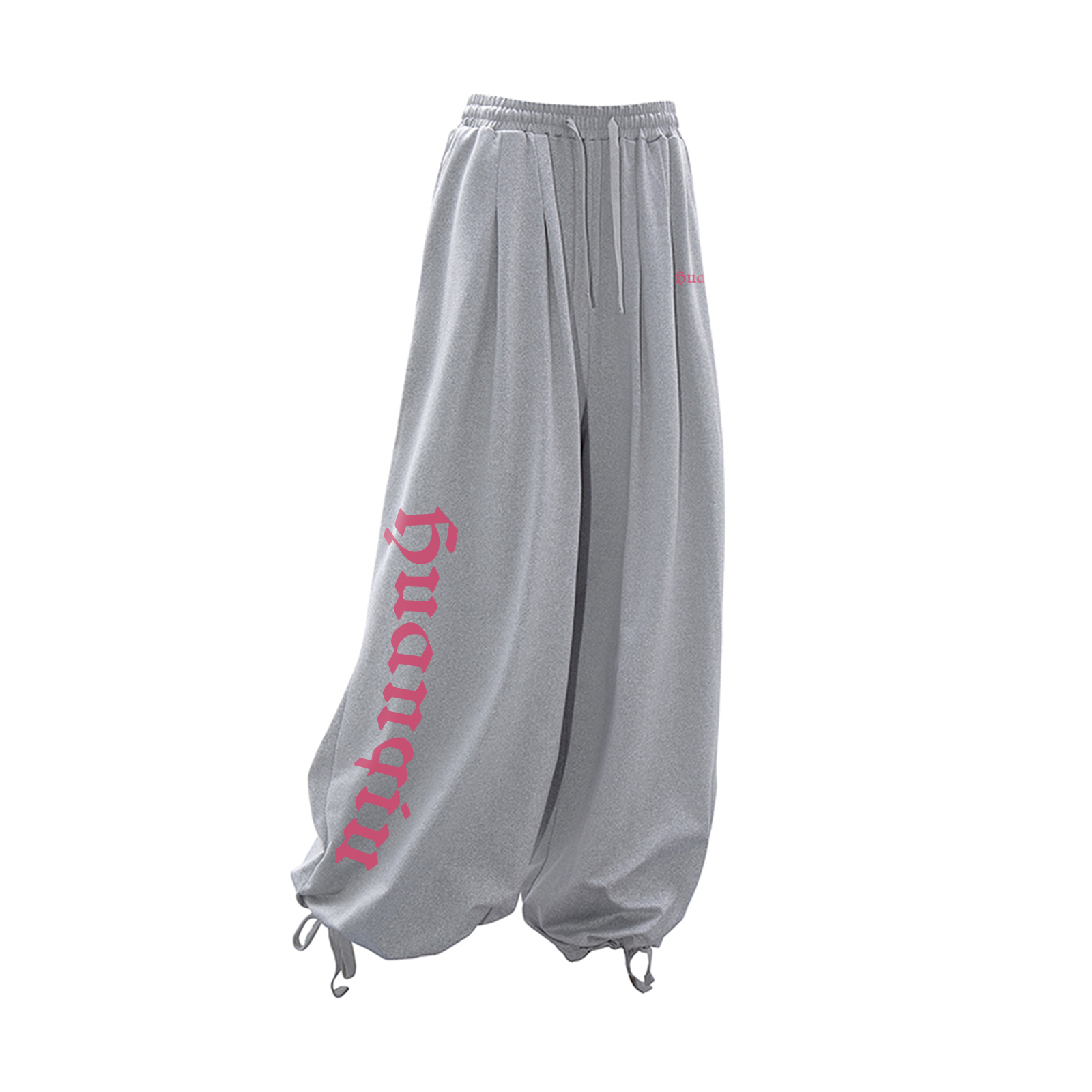 

Повседневные брюки Unisex Moderate Wide Leg HUANQIU, серый розовый