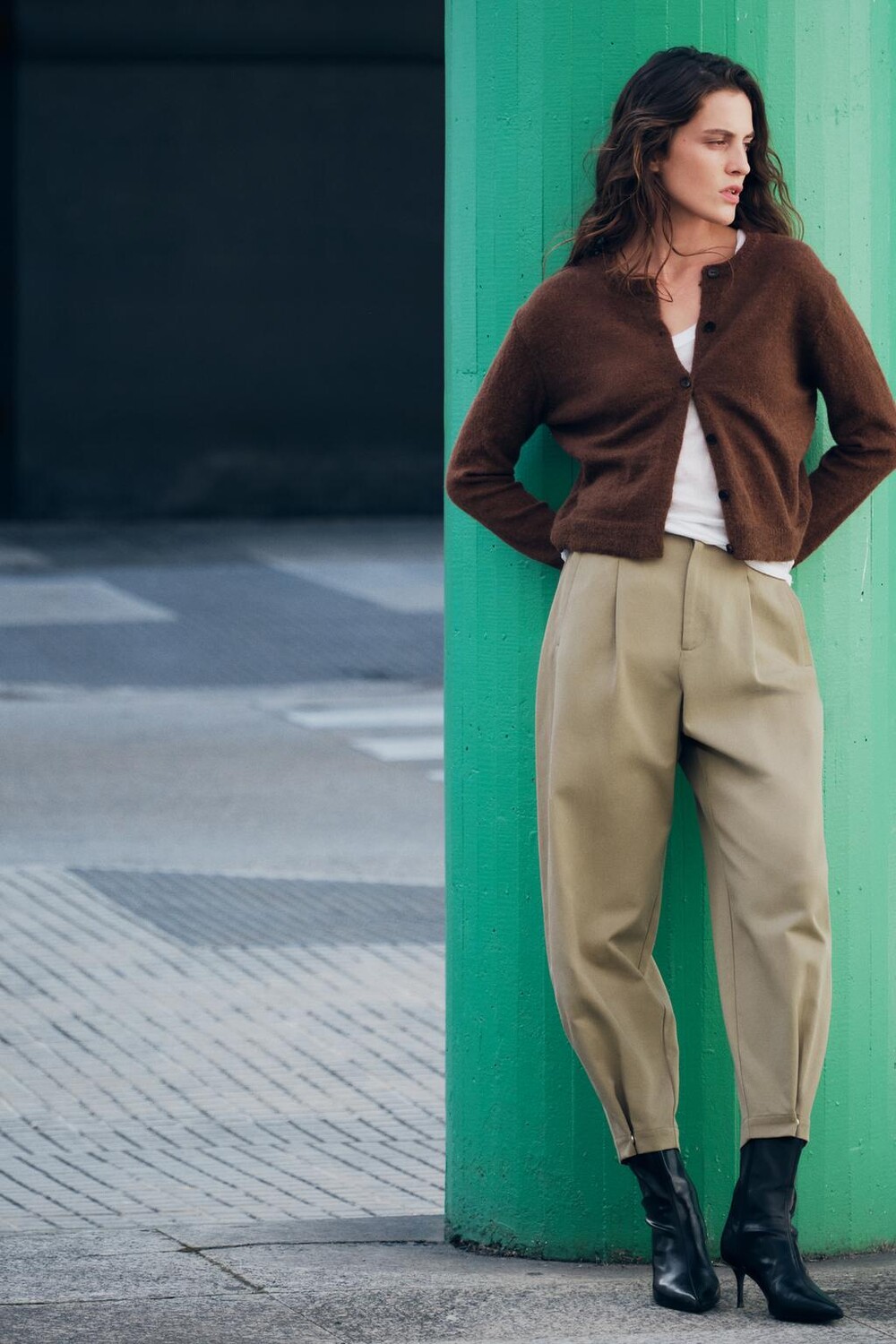 

Мешковатые брюки с вышивками ZARA, средний верблюд