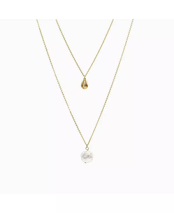 

Многослойное ожерелье с подвеской из культивированного жемчуга Шона Bearfruit Jewelry, gold