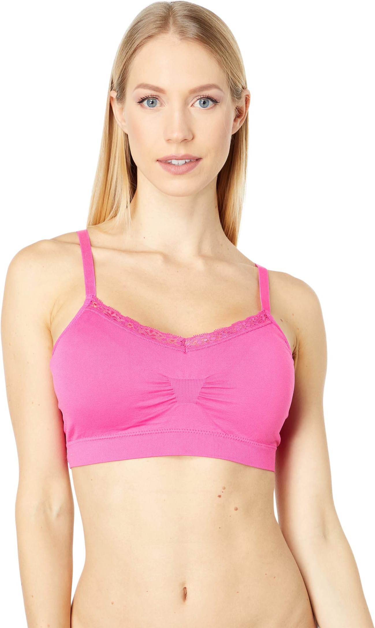 

Бюстгальтер Joy Bra Full Size Seamless V-Neck with Lace Trim, цвет Hot Pink