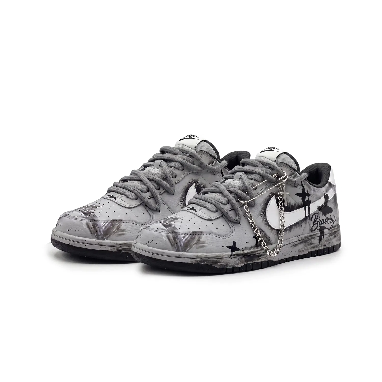 Кроссовки кожаные Nike Big Low темно-серые — фото 4
