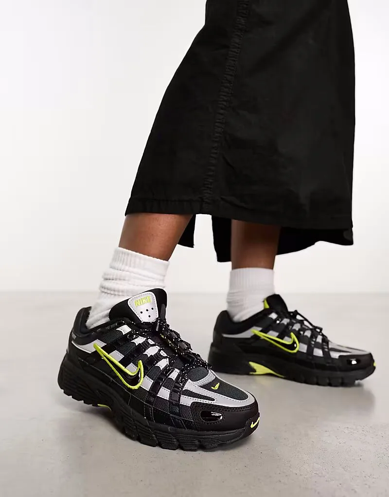 Унисекс кроссовки Nike P-6000 в черно-зеленом цвете