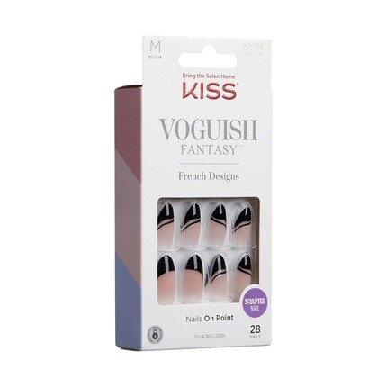KISS Voguish Fantasy Press On Nails 'Magnifique' Черный Средний Размер Миндалевидной Формы — фото 2