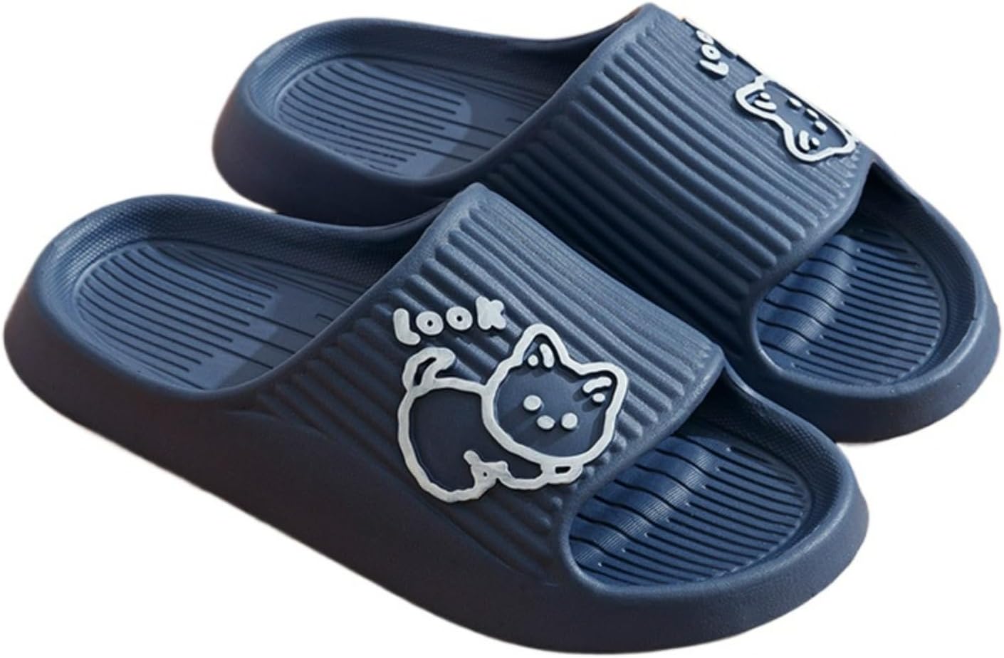 

Милые тапочки с кошкой для женщин и мужчин, для любителей кошек, сандалии, новинка, кавай, плюшевые, забавные, дешевые, не скользящие, для дома и улицы Elirar, синий