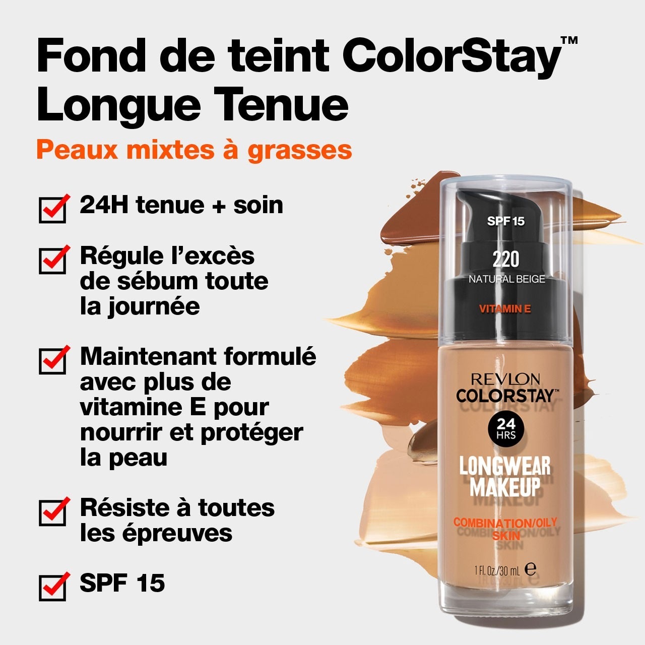 Тональный крем для лица colorstay colorstay makeup for combination oily skin Revlon, 220, объем 30 мл — фото 3