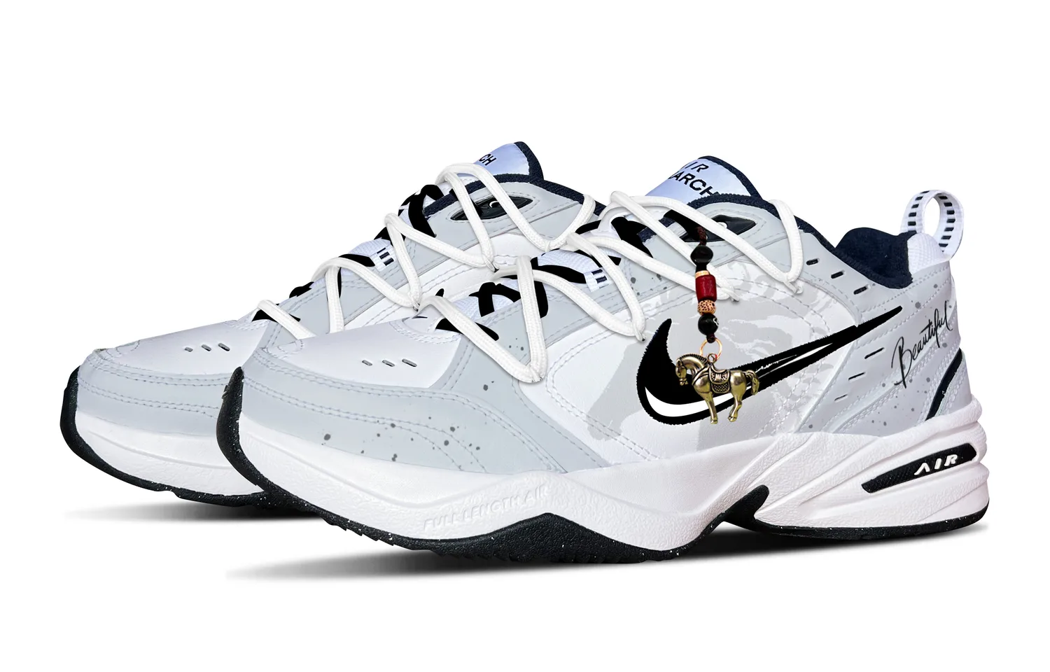 Nike Air Monarch 4 Cushioning Abrasion Resistant Slip Resistant Low top Chunky Sneakers Unisex Gray — фото 4