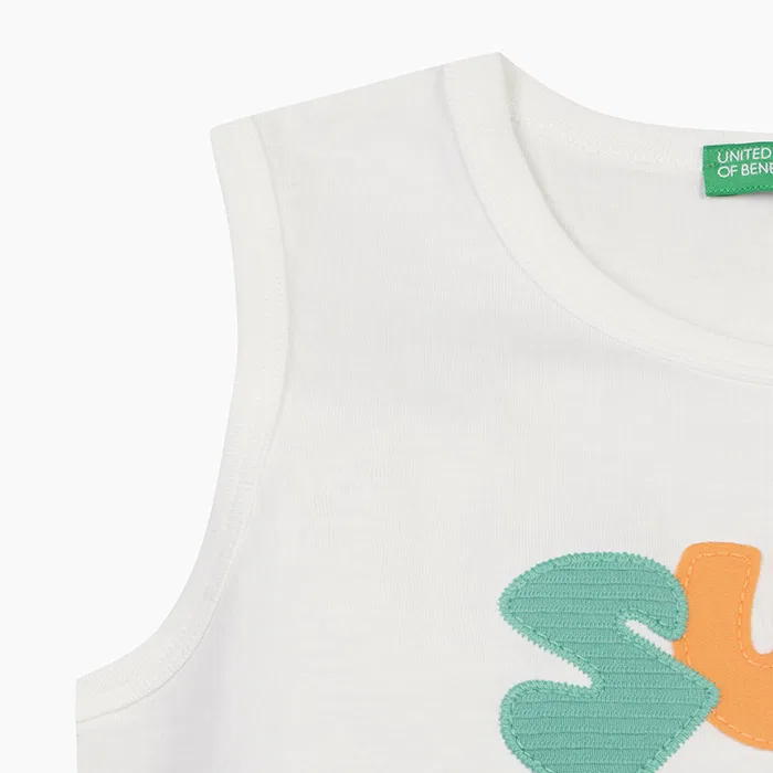 Детская летняя майка белого цвета от Benetton Kids — фото 4