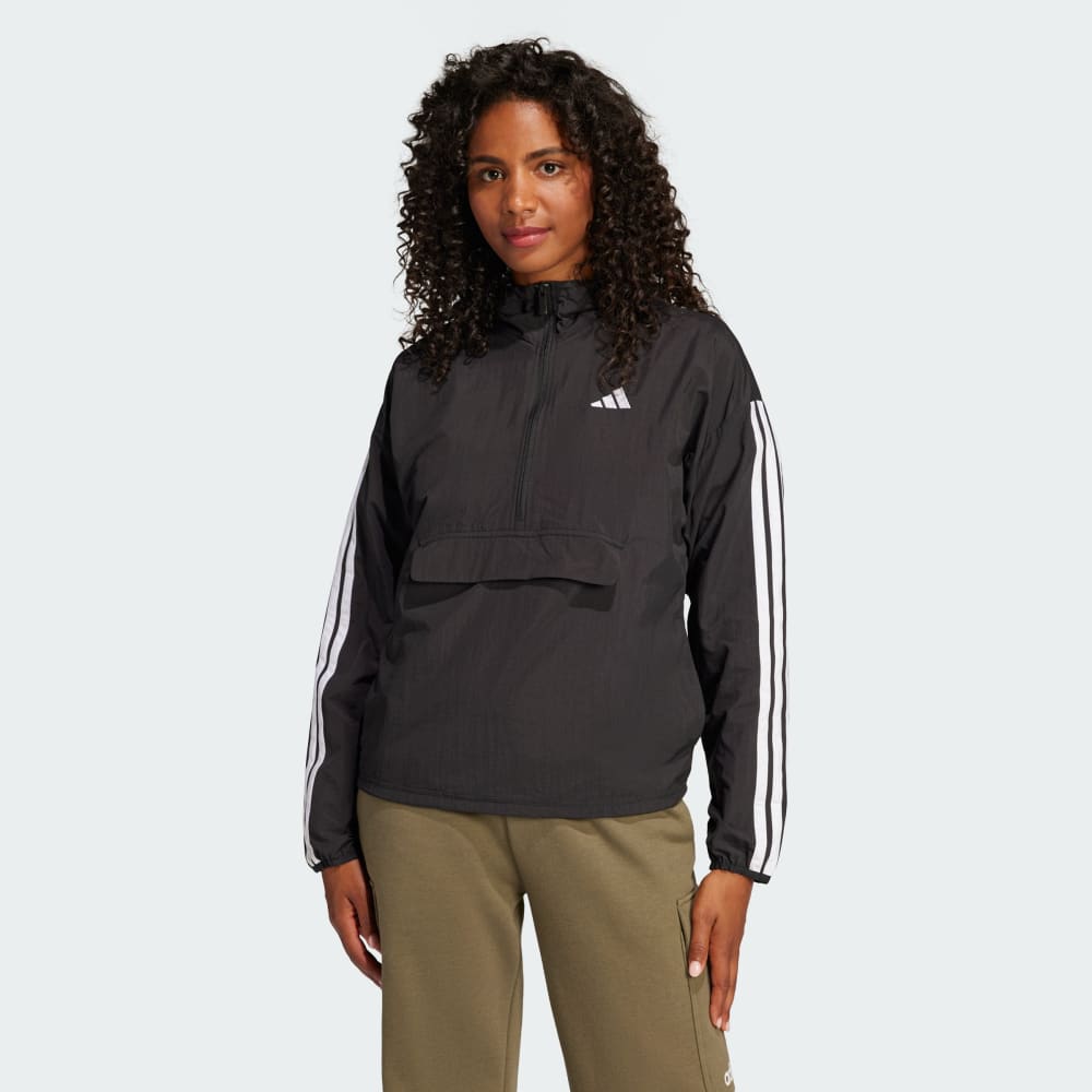 

Ветровка Adidas Essentials 3-Stripes Lifestyle Woven Windbreaker, черный/белый