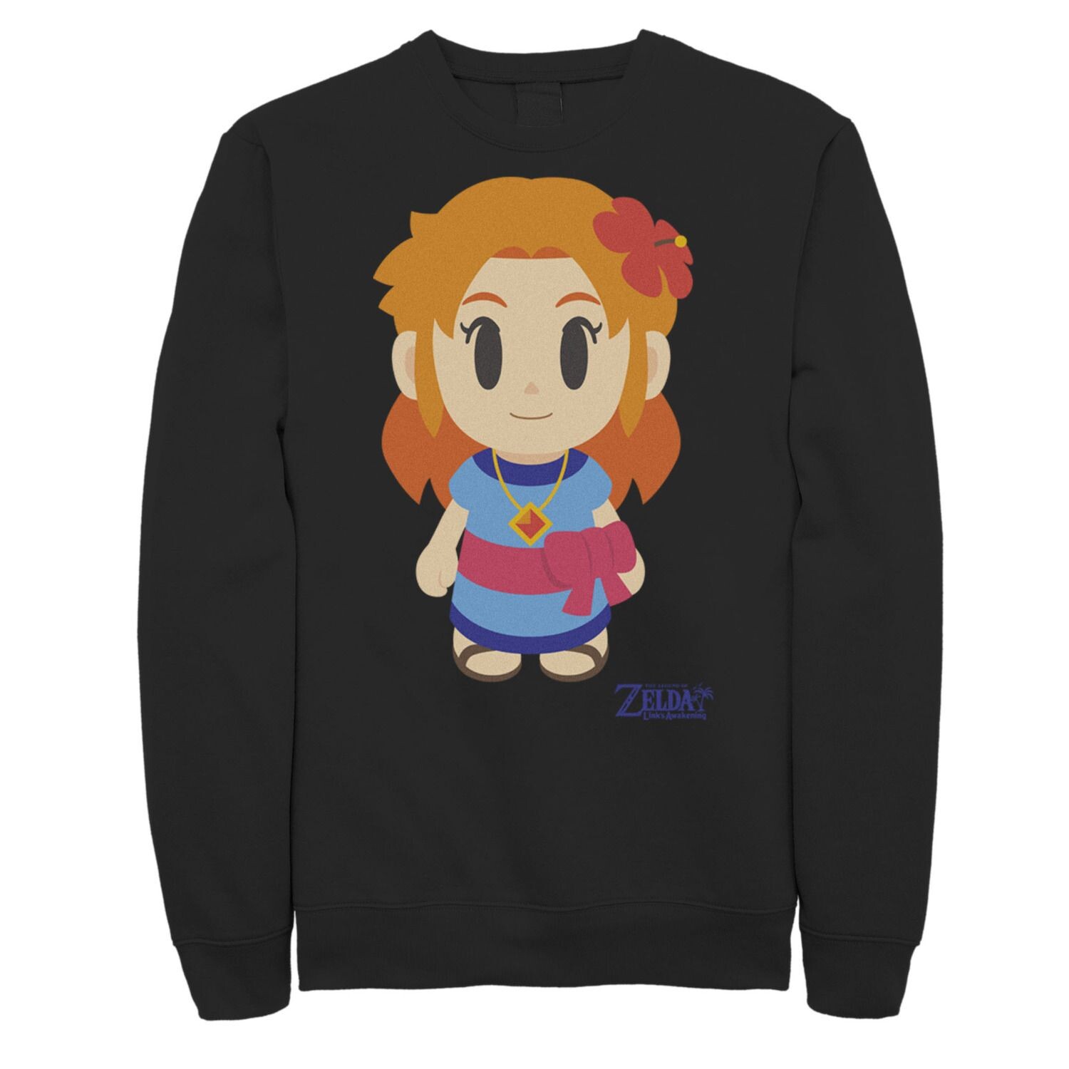 

Мужской флисовый пуловер с графическим рисунком в стиле Nintendo Legend Of Zelda Links Awakening Marin Chibi Licensed Character, черный