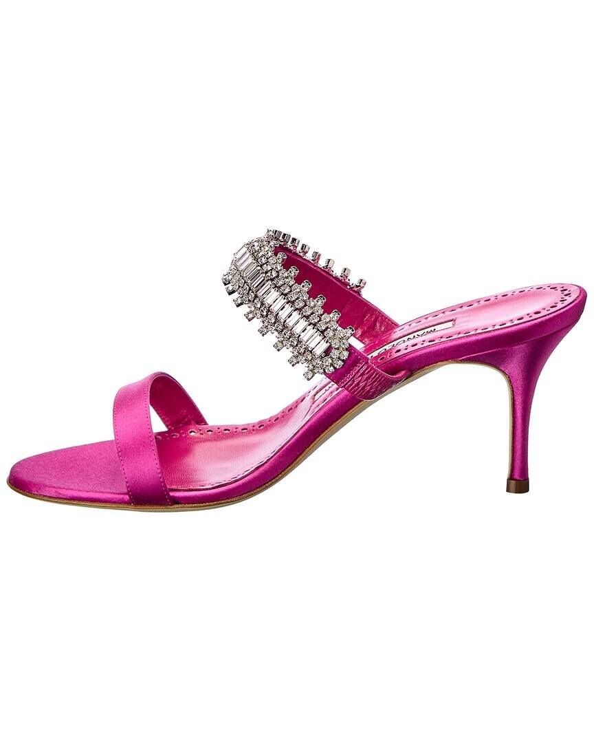 Атласные сандалии Manolo Blahnik Sako 70, фиолетовый — фото 4